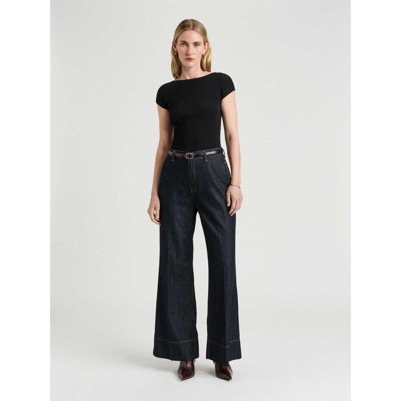 Veronika Maine Ribbed Cap Sleeve Boat Neck Knit image number 3